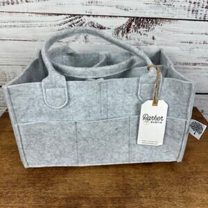 NWT Parker Baby Co Gray Flannel Felt Diaper Caddy Organizer Removeable Inserts